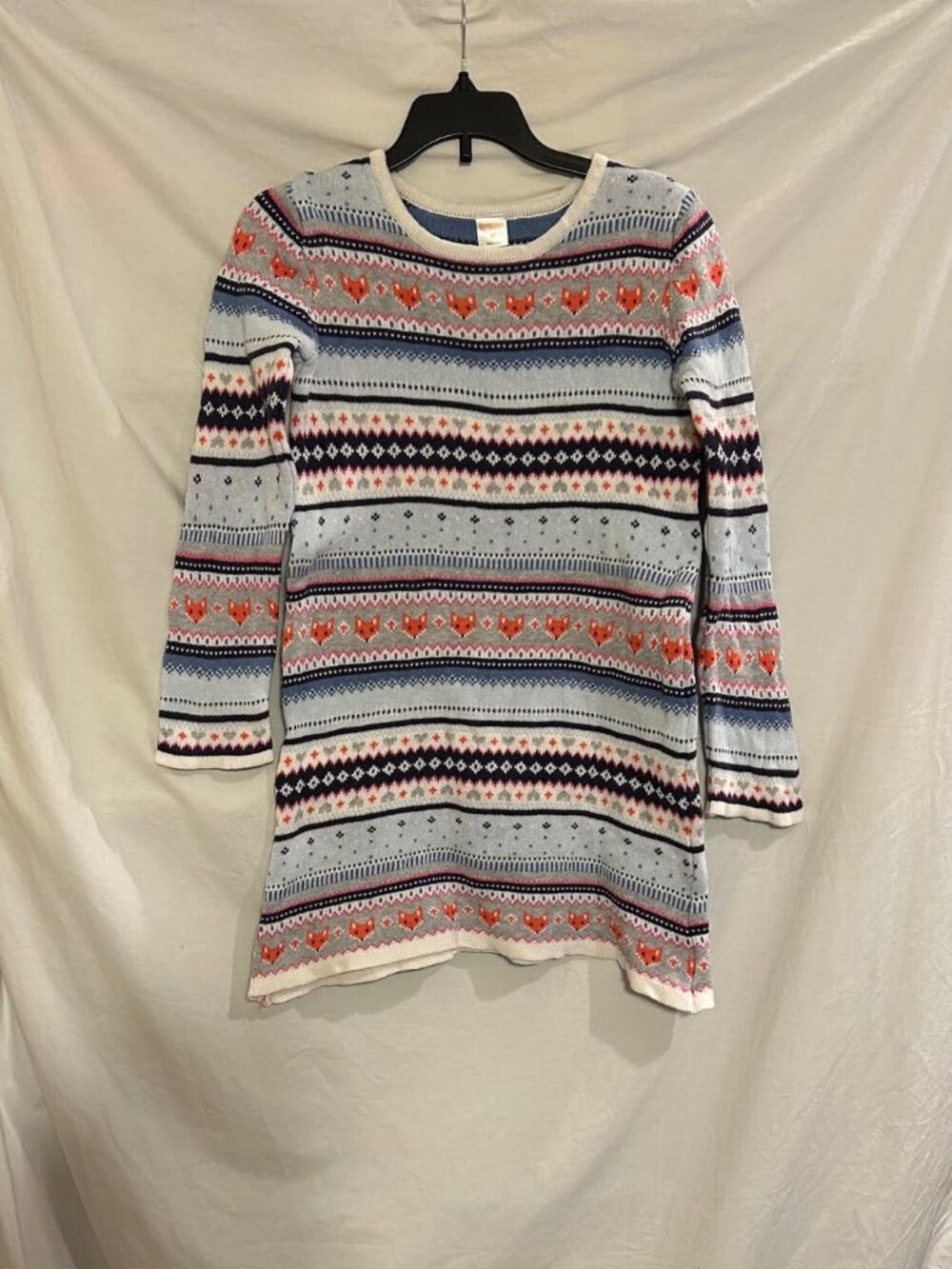 Gymboree Girls Size 10 Fox Fair Isle Long Sleeve Sweater Dress Straight
